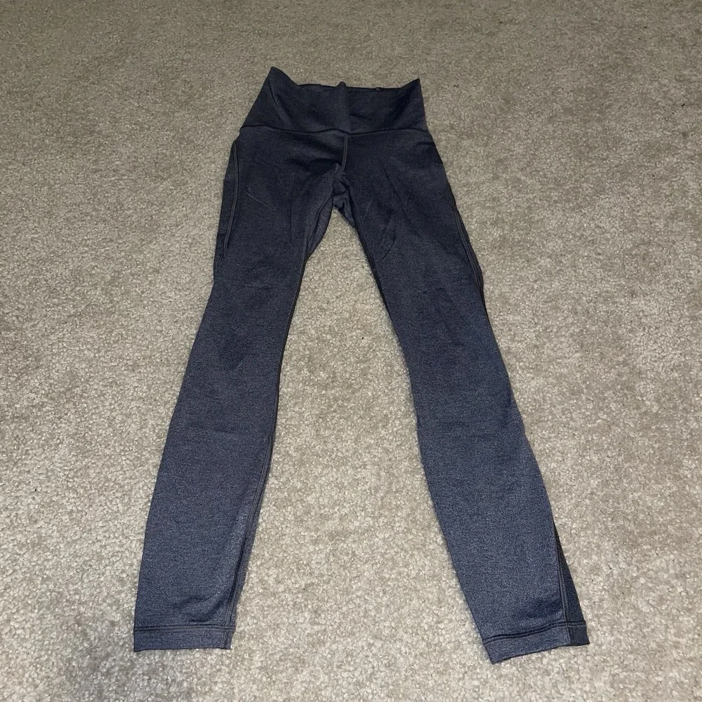 Lululemon‎ High Times Pant Heathered Grey Space Dye Mesh Leggings Size 2